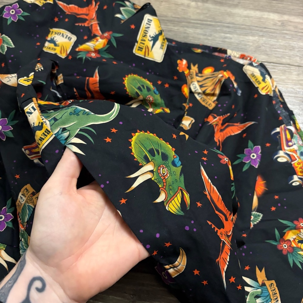 Dangerfield Jurassic Park Lost World Dinosaur Print Cotton Mini Dress Size 14 - Picture 9 of 9
